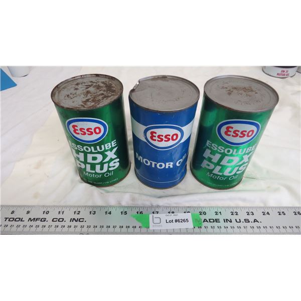 (3) esso oil cans one quart (2 full)