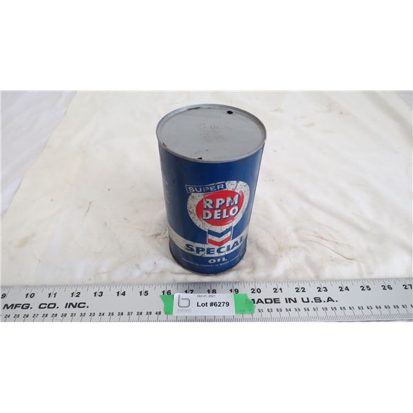 super rpm delo secial oil one quart can (empty)
