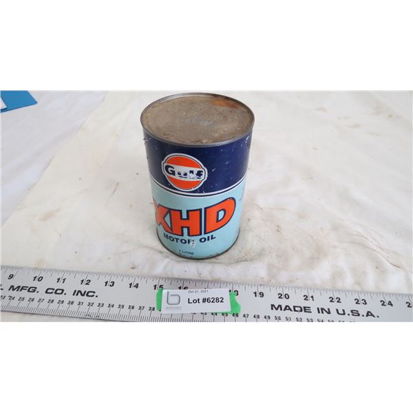gulf XHD motor oil 1 lire oil can (full) cardboard