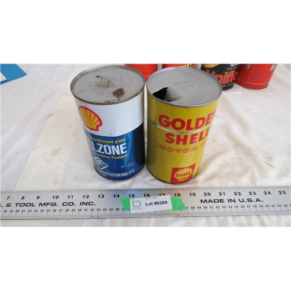 (2) shell antifreeze + oil can (empty)