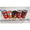 Image 4 : gulf 10w30 cardboard can (full) plus (4) empty esso oil cans - 1 litre