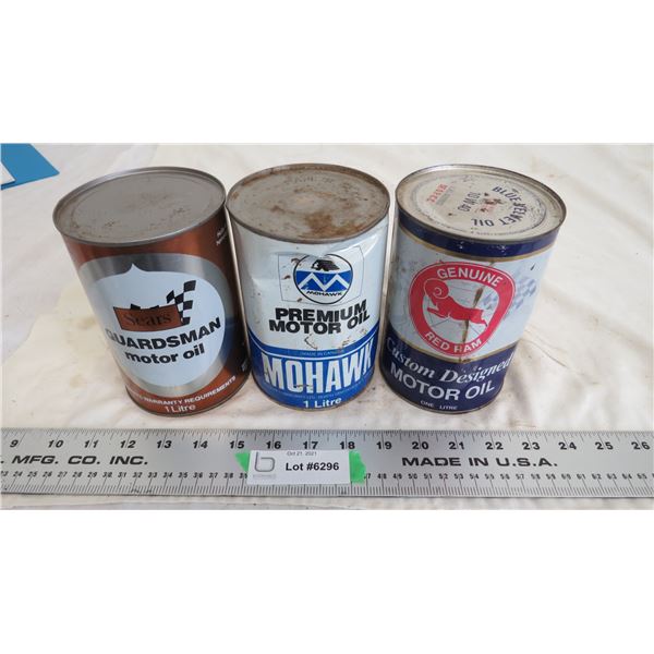 red ram, mohawk, sears (full) oil cans, 1 litre
