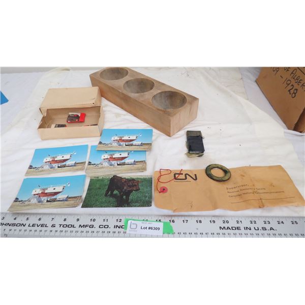 vintage postcards, vintage matches, CN Envelope + misc