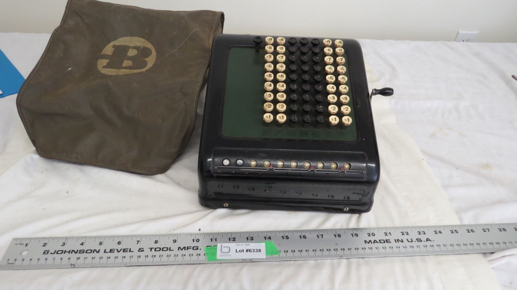 Adding Machine Covers Vintage Burroughs adding machine + cover - Bodnarus Auctioneering