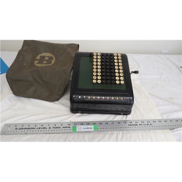 Vintage Burroughs adding machine + cover