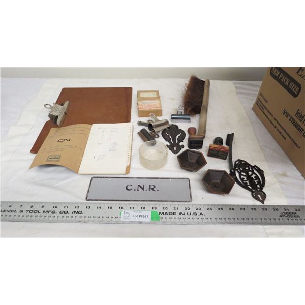 CNR door plate? 1918 beaver clip board + misc