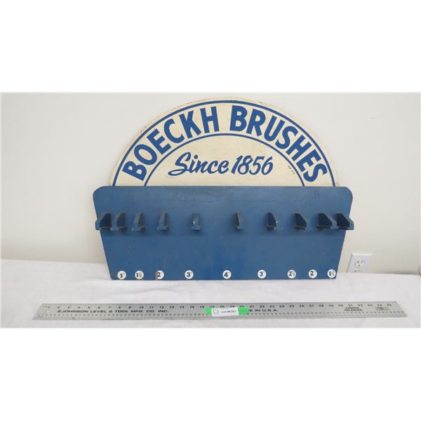 Boeckh brushes wooden display rack 29" long