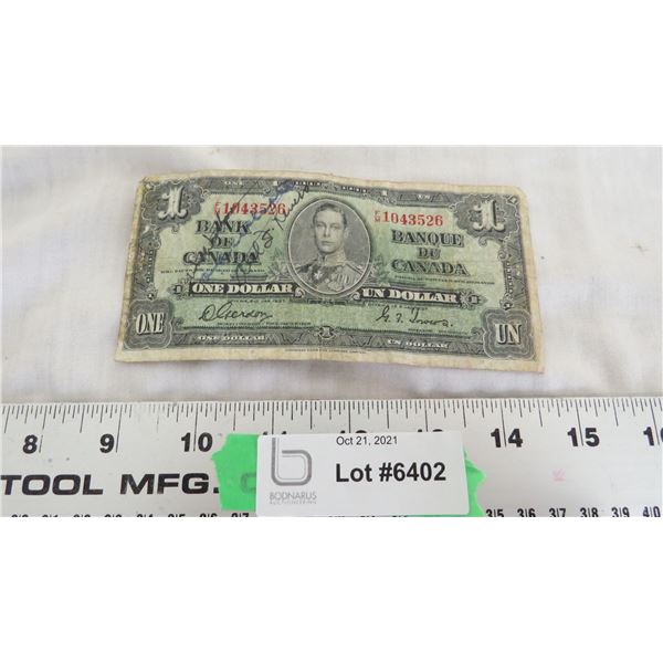 Jan 1937 1 dollar canadian bill