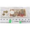 Image 1 : france coins + 10 francs bill
