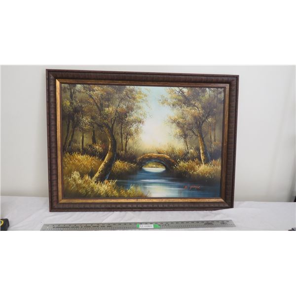 Canvas picture in frame signed A Pope 28x38