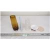 Image 1 : glassware base, vases + milk glass dish