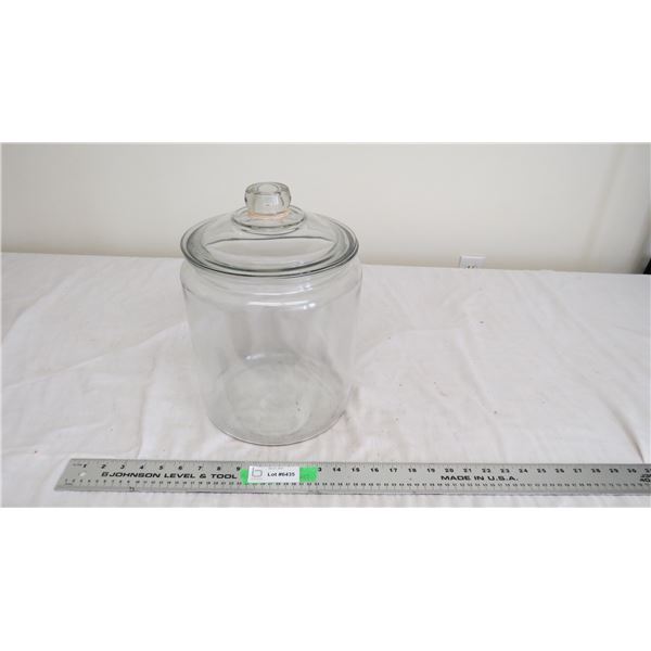 Glass peanut cookie jar, 13" tall