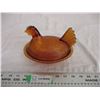 Image 1 : amber glass chicken on the rest 7" long
