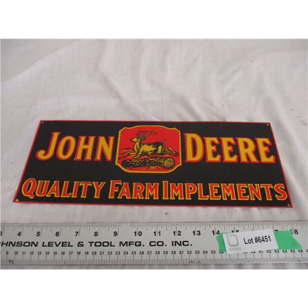 John Deere implements tin sign 13.5" long