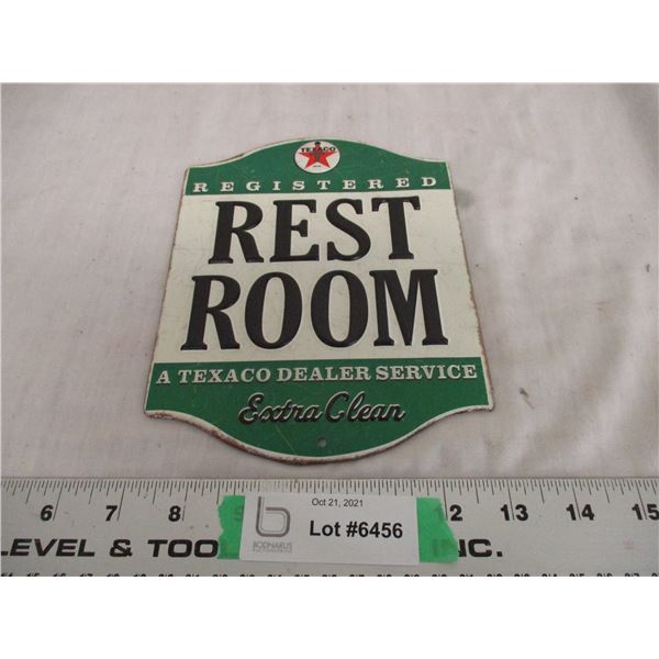 Texaco rest room tin sign 6x8" long