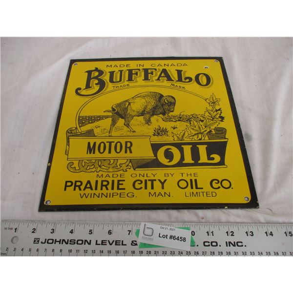 Buffalo motor oil enamel sign 12x12