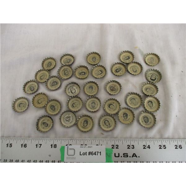 vintage football players on liners in bottle caps