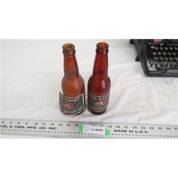 Big Chief Stout Saskatoon labelled beer bottles (2)