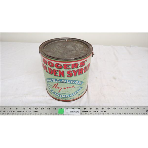 old rogers syrup can 20LB with lid + handle