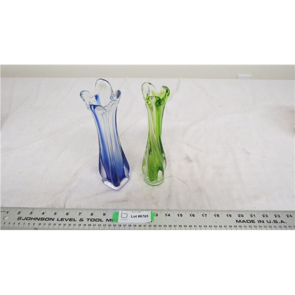 2X The Money - colored glass vases 9.5" tall