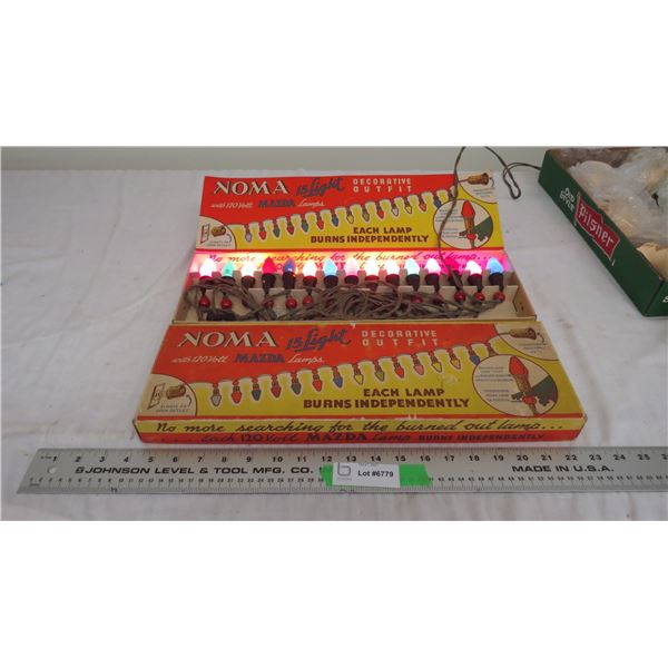 noma 15 light christmas light in original box - (2 bulbs dont light up)