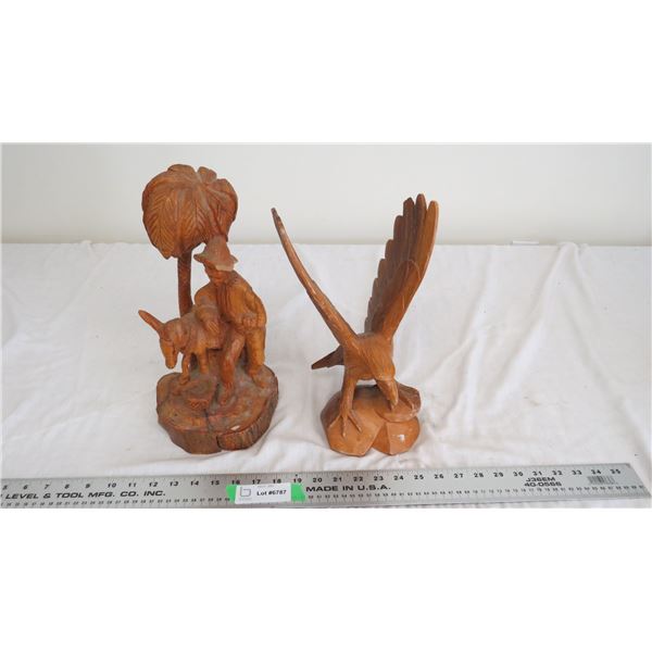 2 wood carvings (have damage) one signed AP