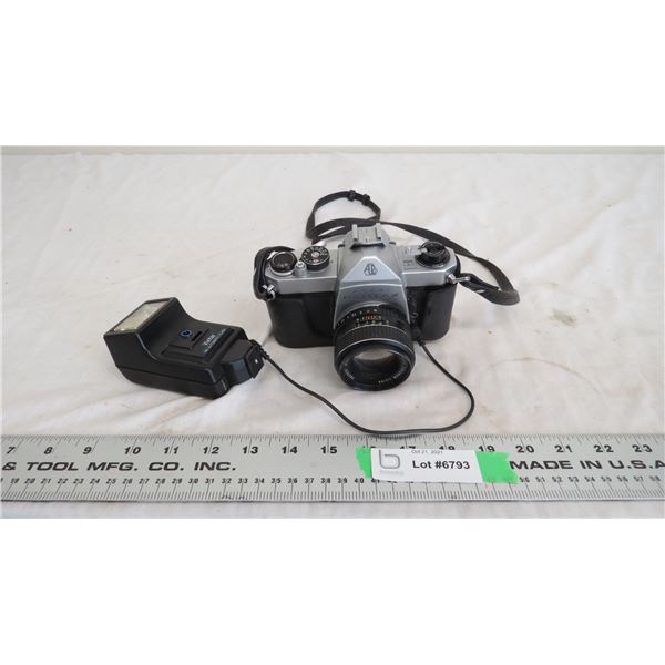 Asahi pentax camera with vivitar flash