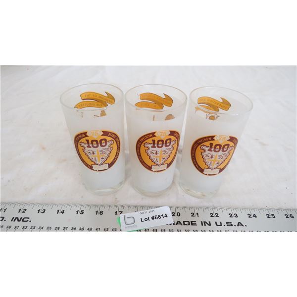 (3) montana 1864-1964 glass tumblers