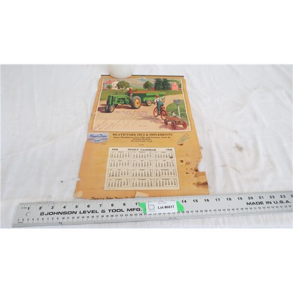 John Deere 1946 Calendar - Meath Park, SK