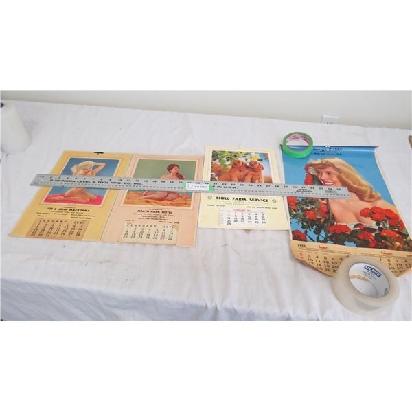 (4) vintage Meath Park, SK Calendars (2 are pin up girls)