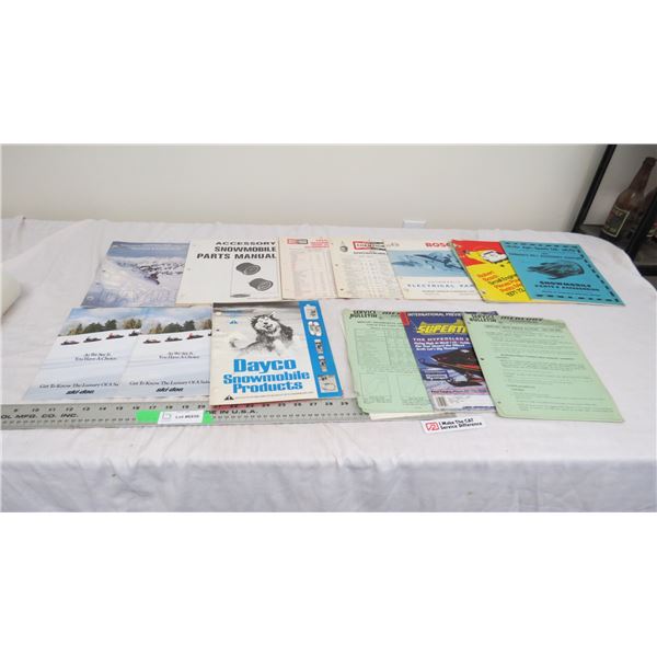 1970's snowmobile parts catalogues + other