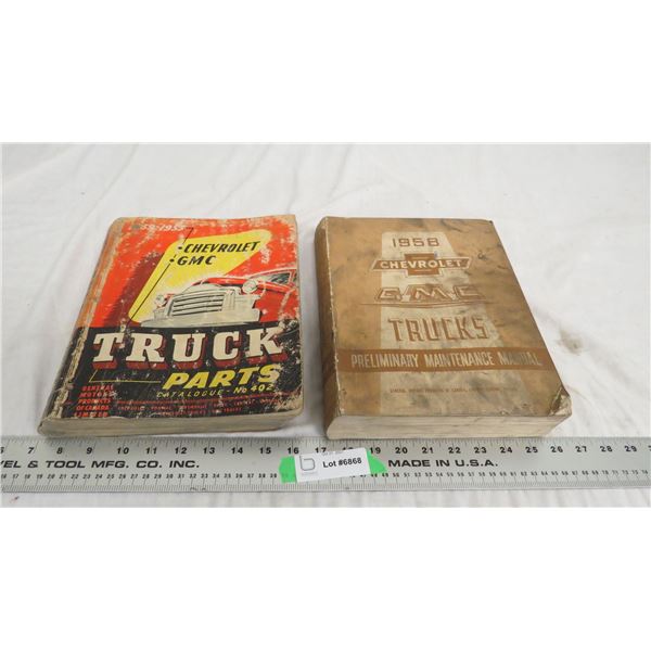 1939-53 Chev GMC parts catalog, 1958 Chev GMC maintenance manual