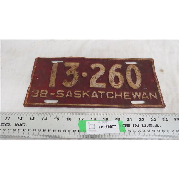 1938 Sask License Plate