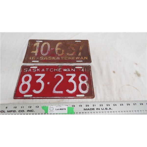 2X The Money - 1941,1946 Sask License Plates