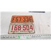 Image 1 : 2X The Money - 1950,58 Sask License Plates