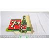 Image 1 : 7up enamel double sided flange sign 16x18.5"
