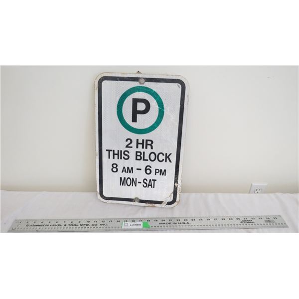 2Hr parking aluminum sign - 11.75x17.75