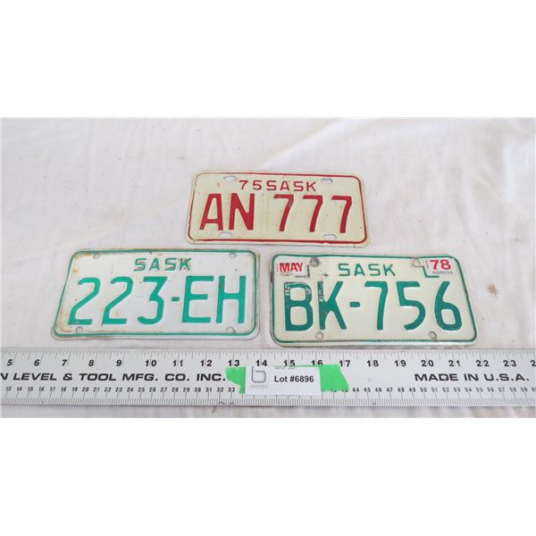 3X The Money - Small Sask License plates (motorbike/snomobile?)