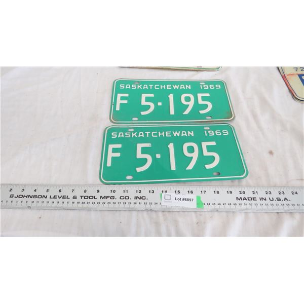 1969 - pair of Sask License Plates
