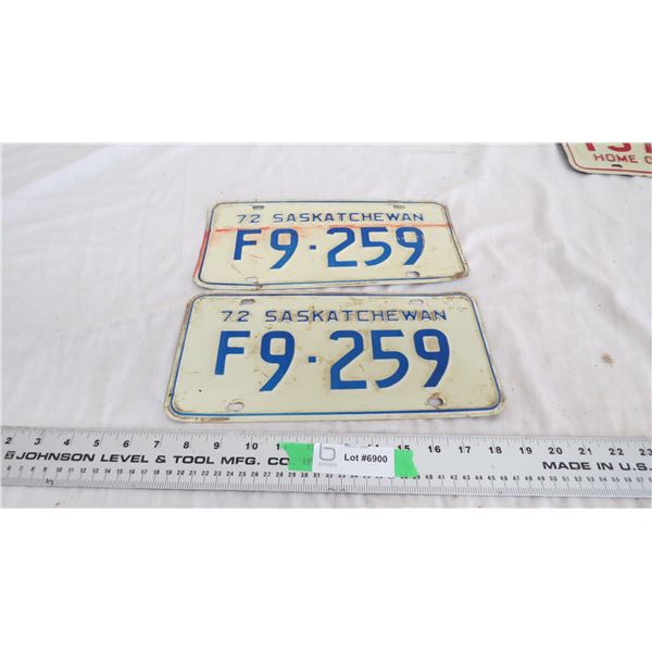 1972 - pair of Sask License Plates