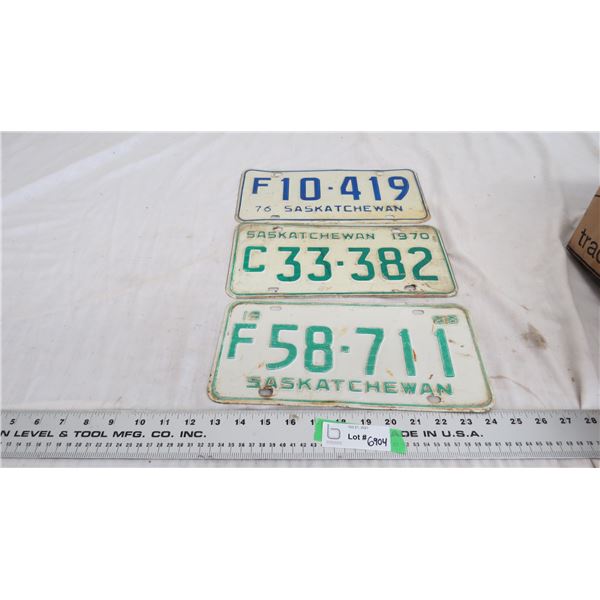 (3) 1968,70,76 Sask license plates