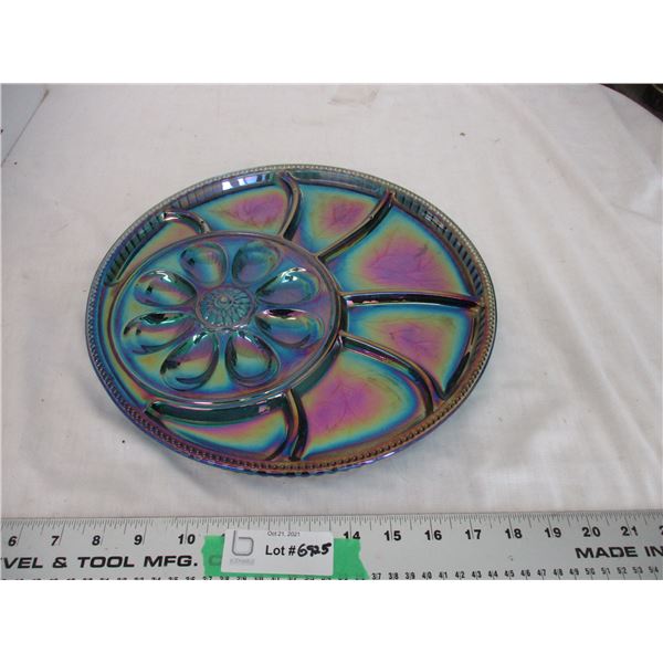 Carnival glass egg plate