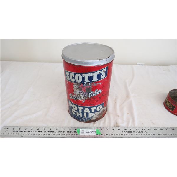 scotts potato chip metal can