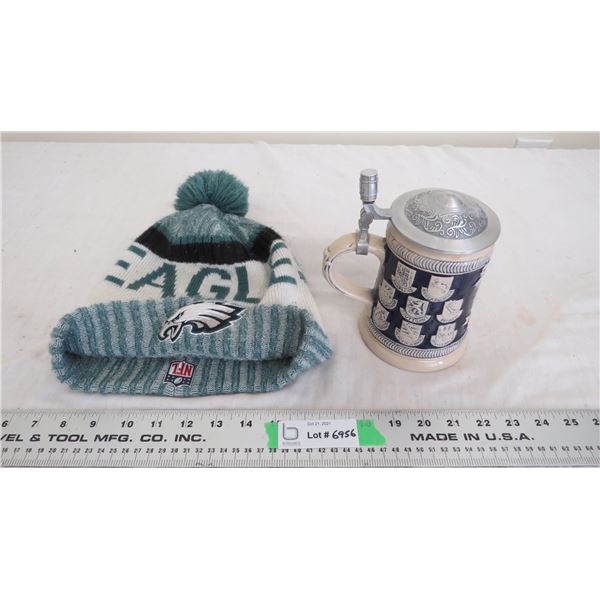 NFL Eagles toque + beer stein