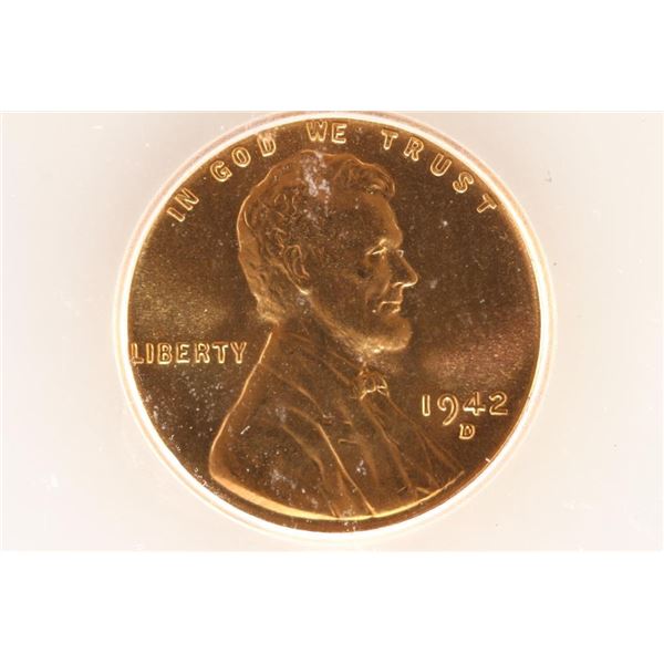 1942-D LINCOLN CENT ICG MS67RD