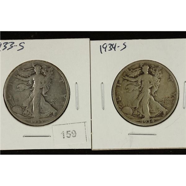 1933-S & 1934-S WALKING LIBERTY HALF DOLLARS