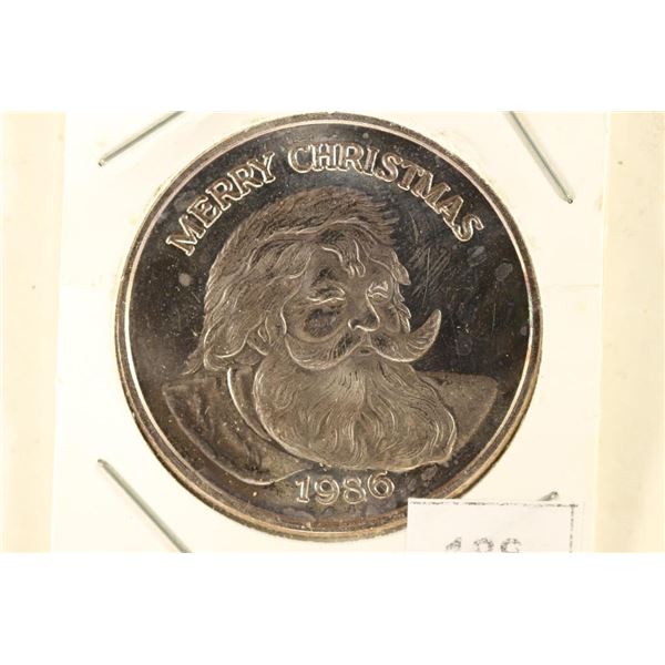 1 TROY OZ .999 FINE SILVER PROOF ROUND 1986 MERRY