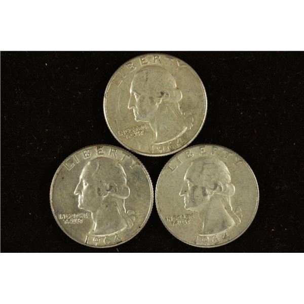 1964-P & 2-1964-D WASHINGTON SILVER QUARTERS