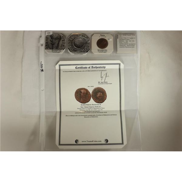 54-68 A.D. NERO ANCIENT COIN WITH CERTIFICATE OF