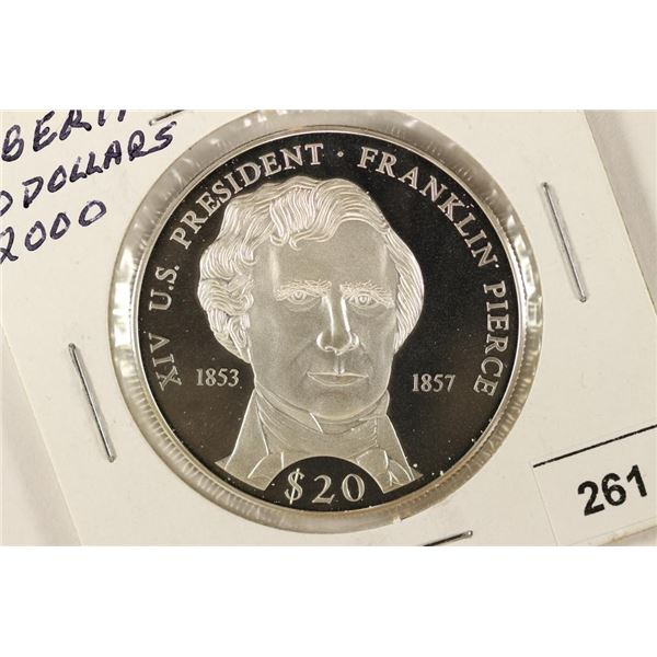 2000 LIBERIA US PRESIDENT FRANKLIN PIERCE SILVER